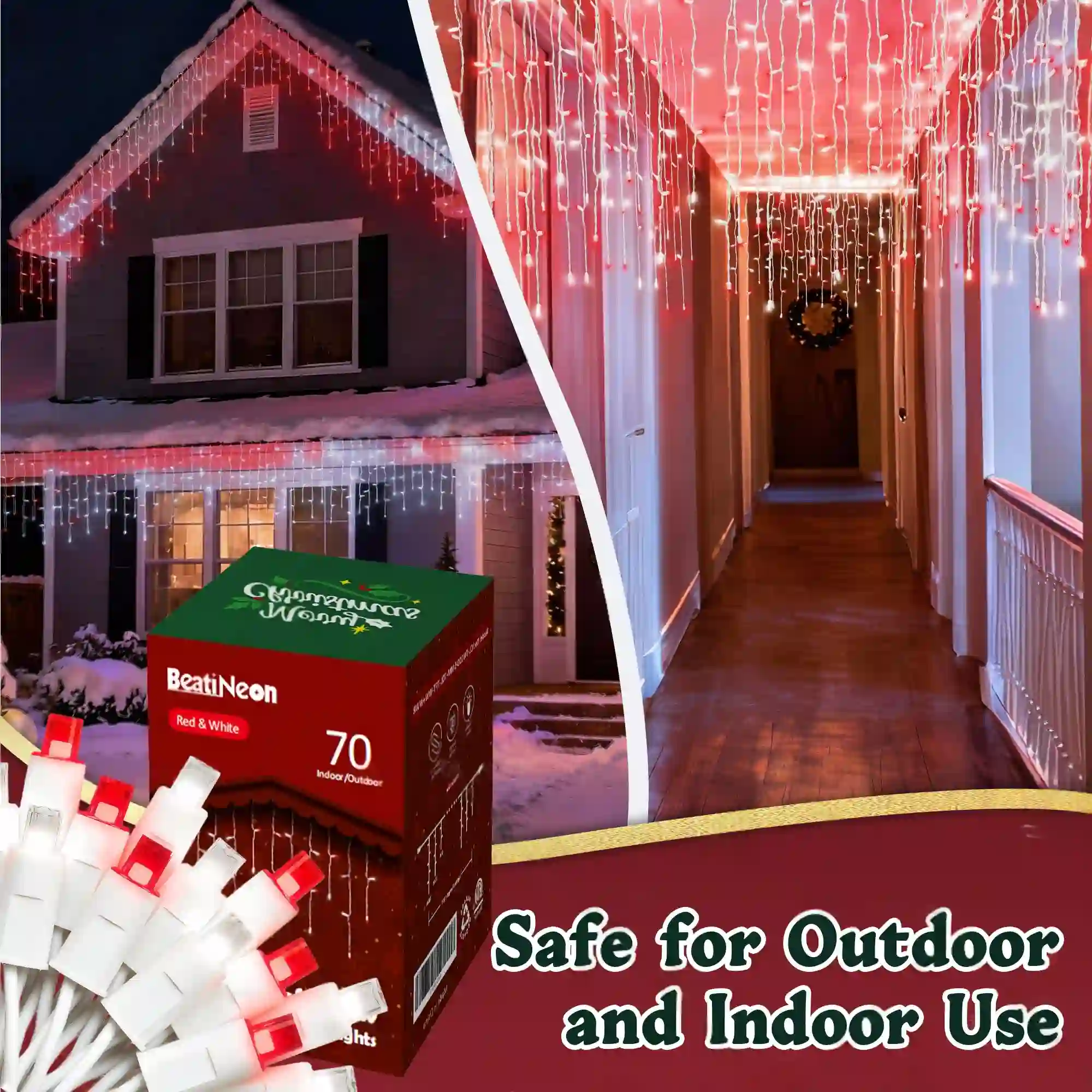 100Ct 5MM Commercial LED Mini Icicle Lights 7FT Function