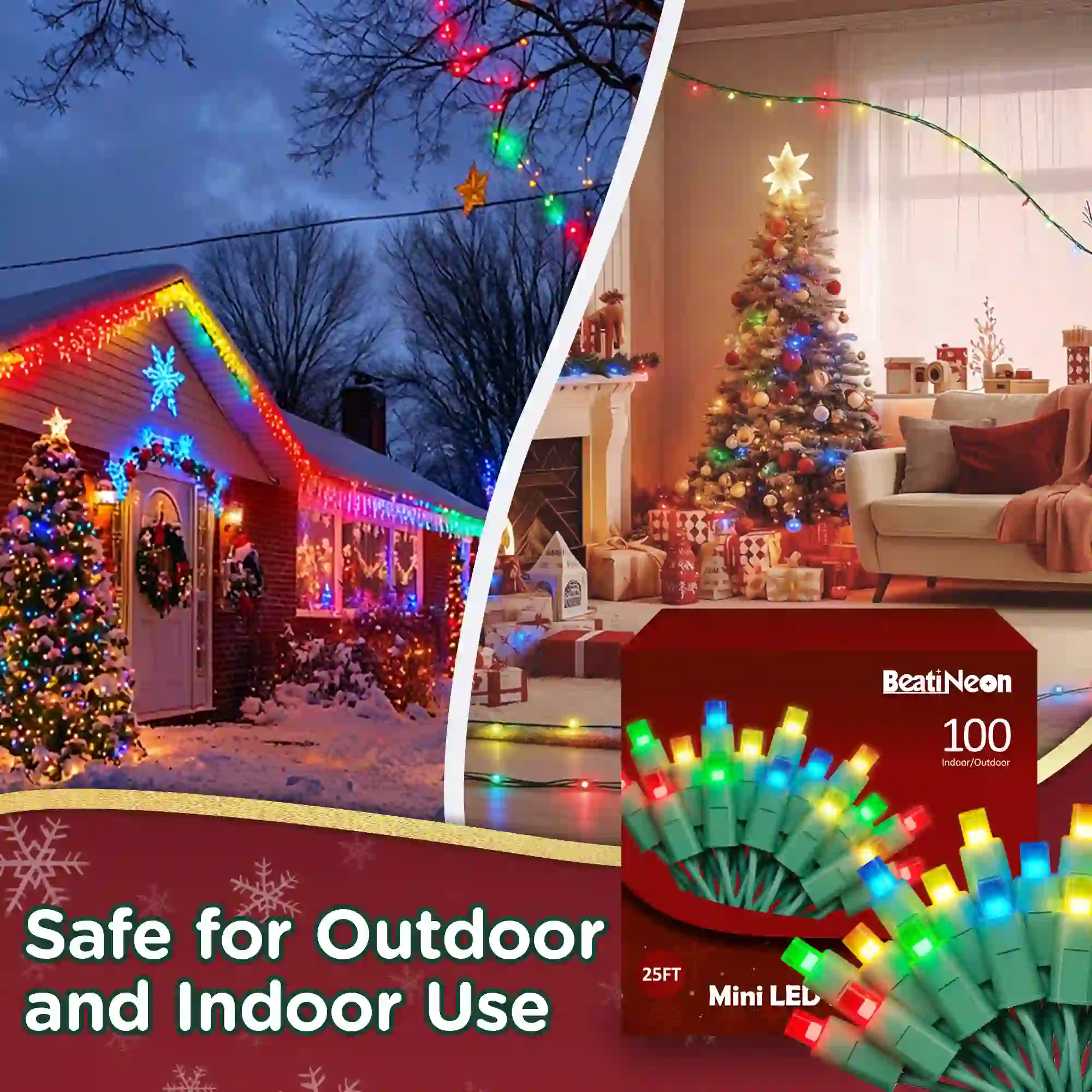 100Ct 5MM Commercial LED Mini String Lights, 25FT Function