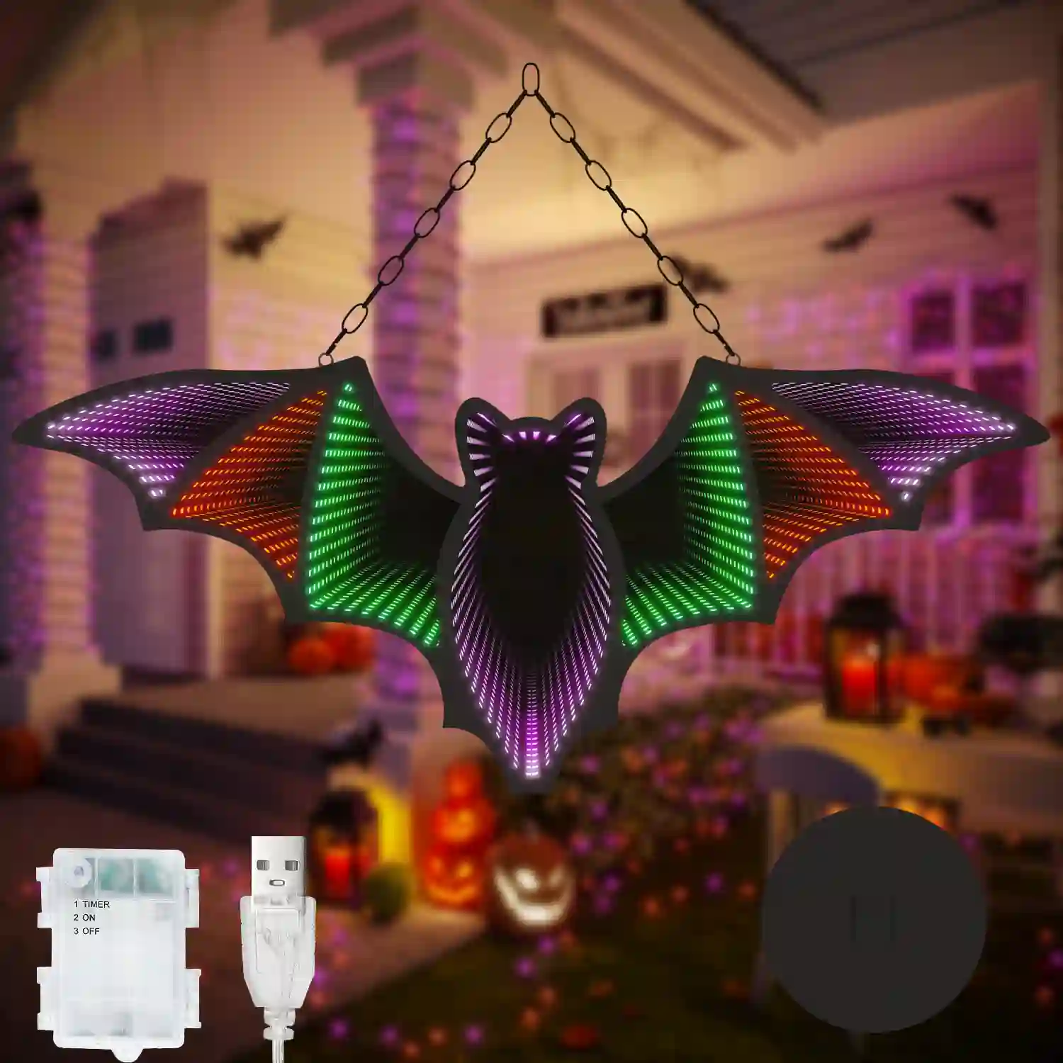 2D Bat LED Infinity Light for Halloween Party Decoration Function