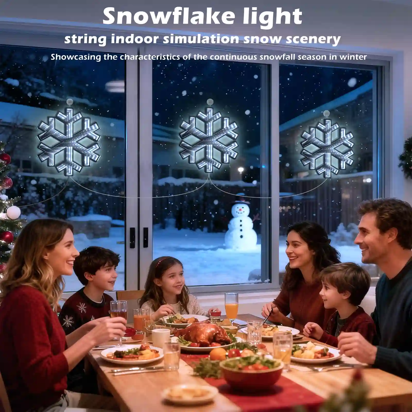 3Pcs Double-Sided Infinity Christmas Snowflake Lights Function