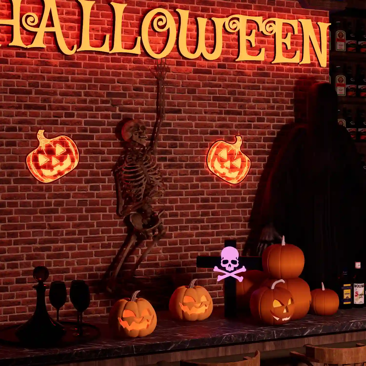 Acrylic LED Pumpkin Lights for Halloween Decor Function