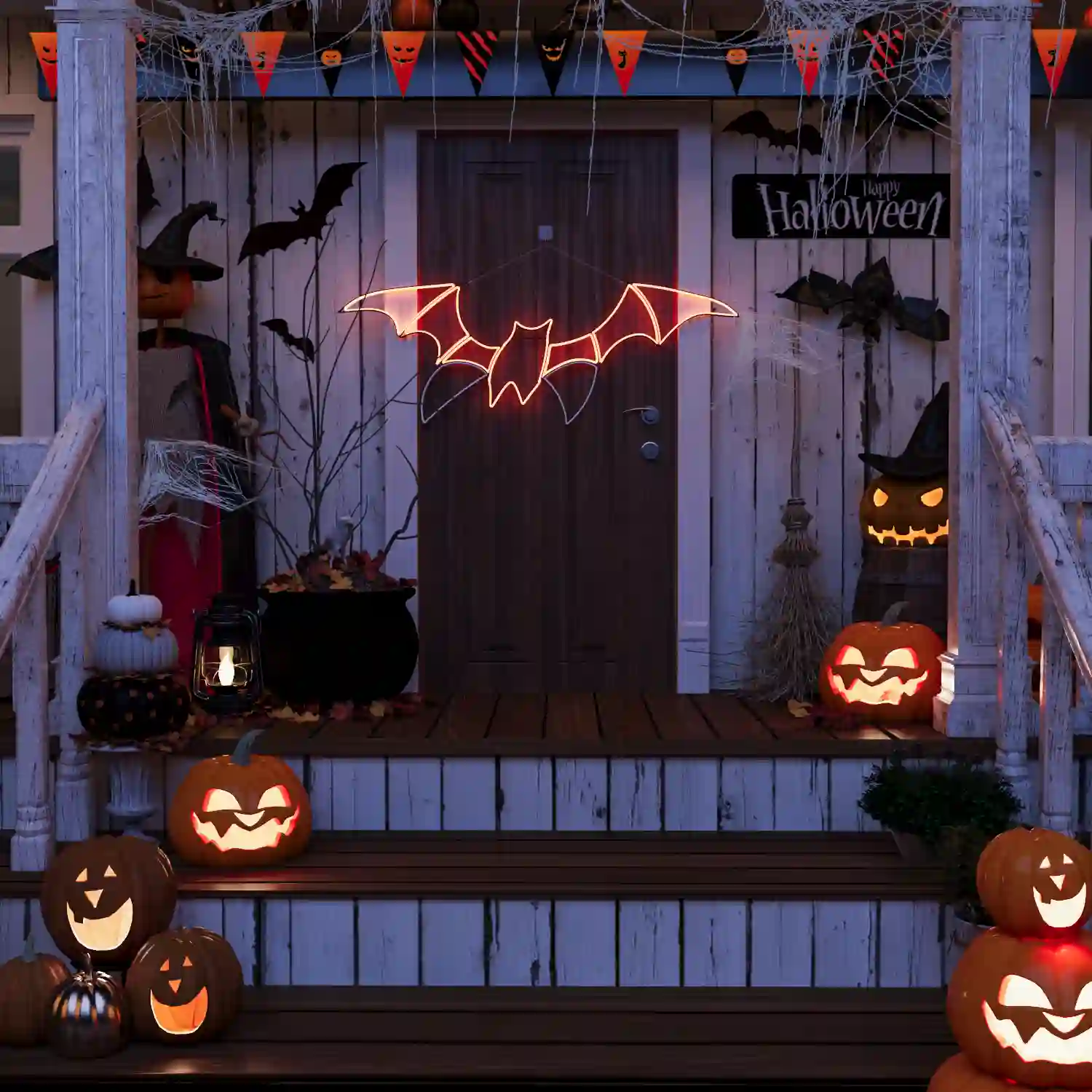 Animated LED Neon Sign for Halloween - Wings Spanning Bat Function