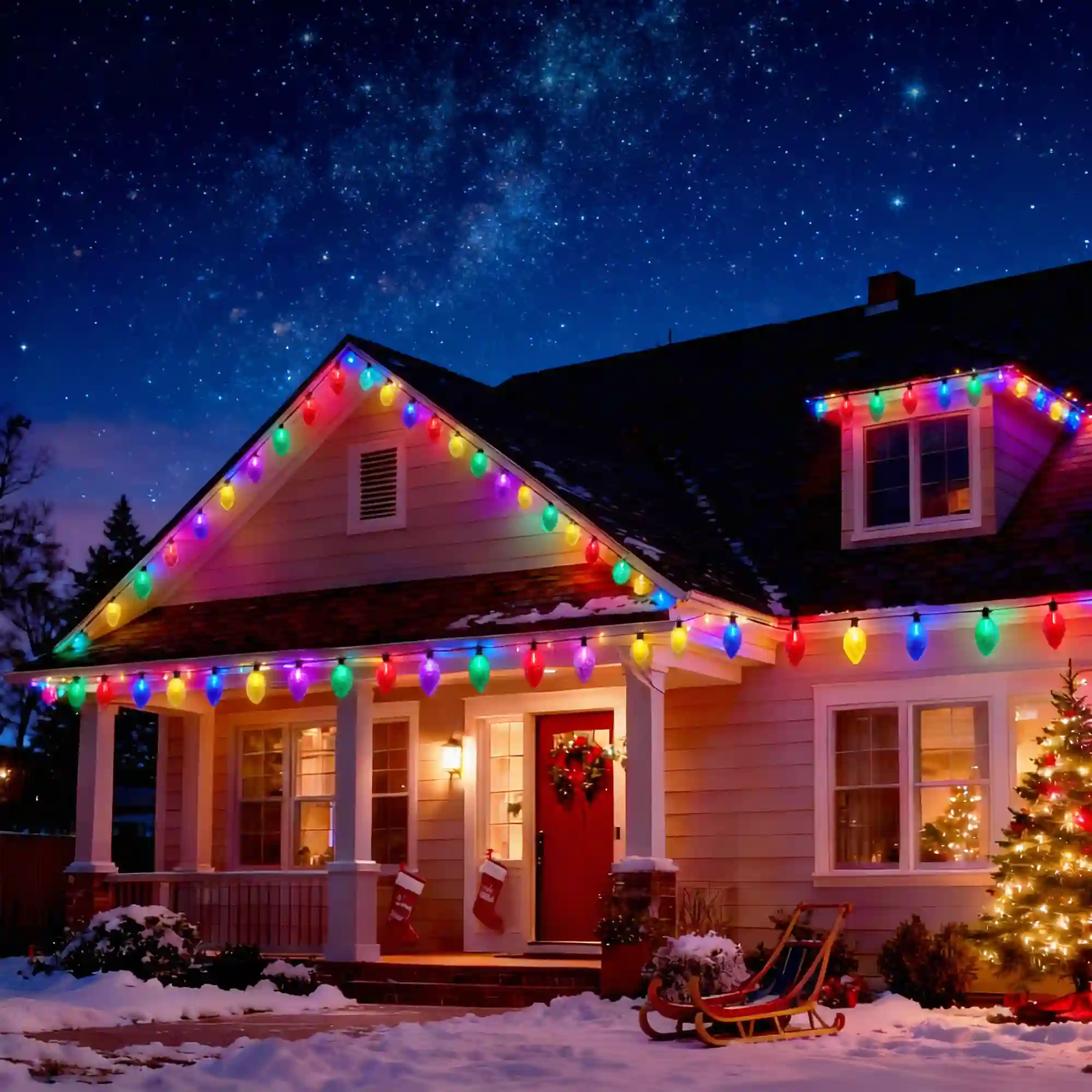 C9 LED Christmas String Lights for Outdoor Pathway Decor Function