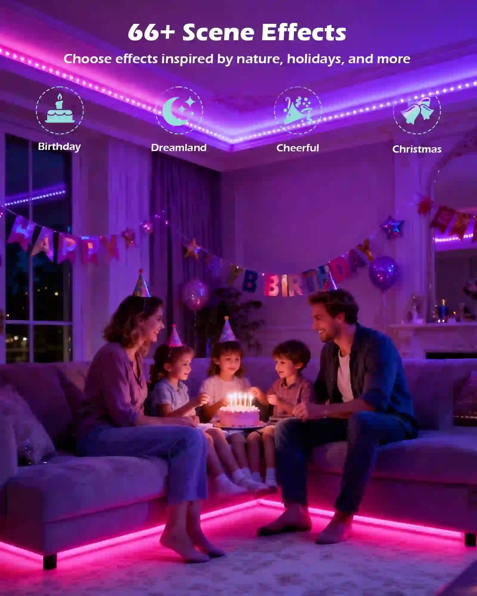 Color-Changing RGB COB LED Strip Lights 16.4FT Function