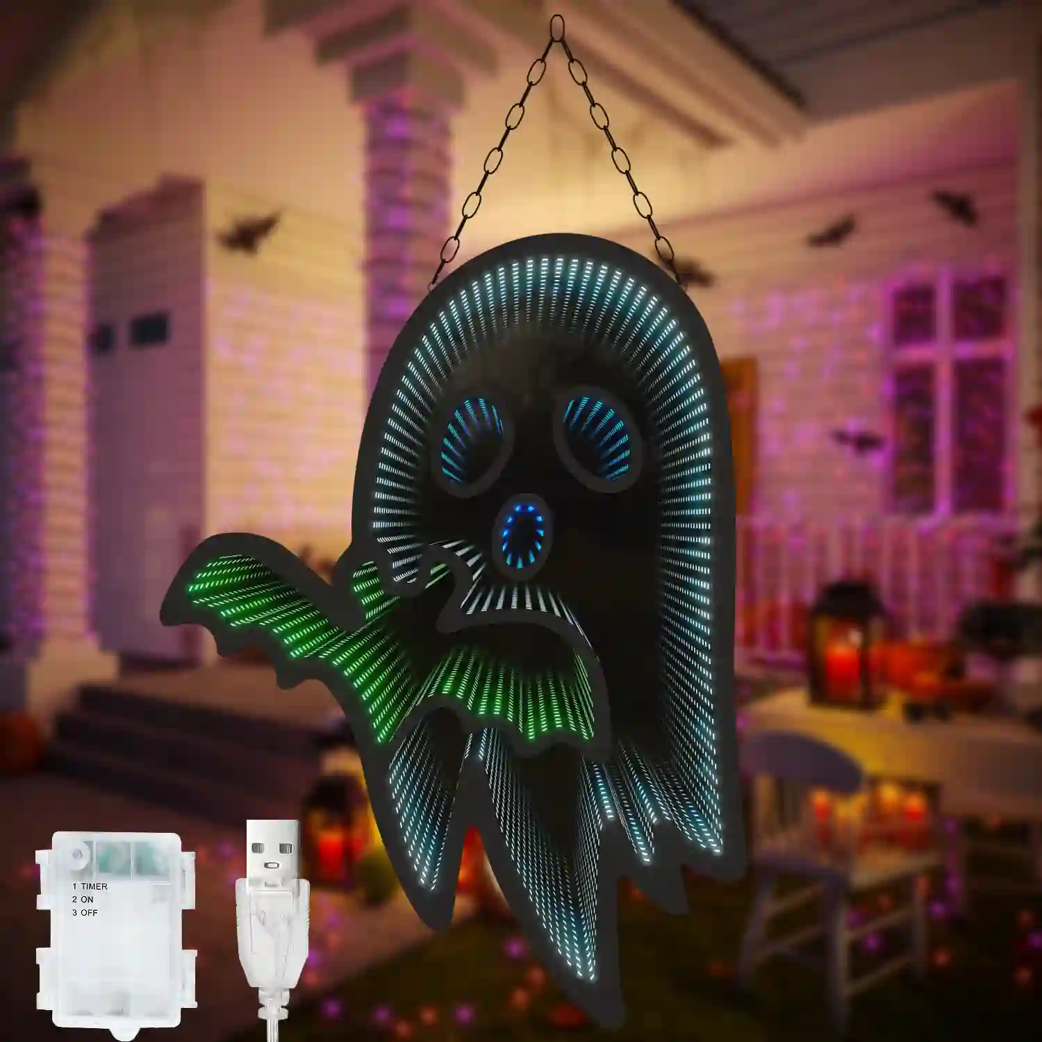 Infinity Mirror Light for Halloween Ghost Window Decor Function
