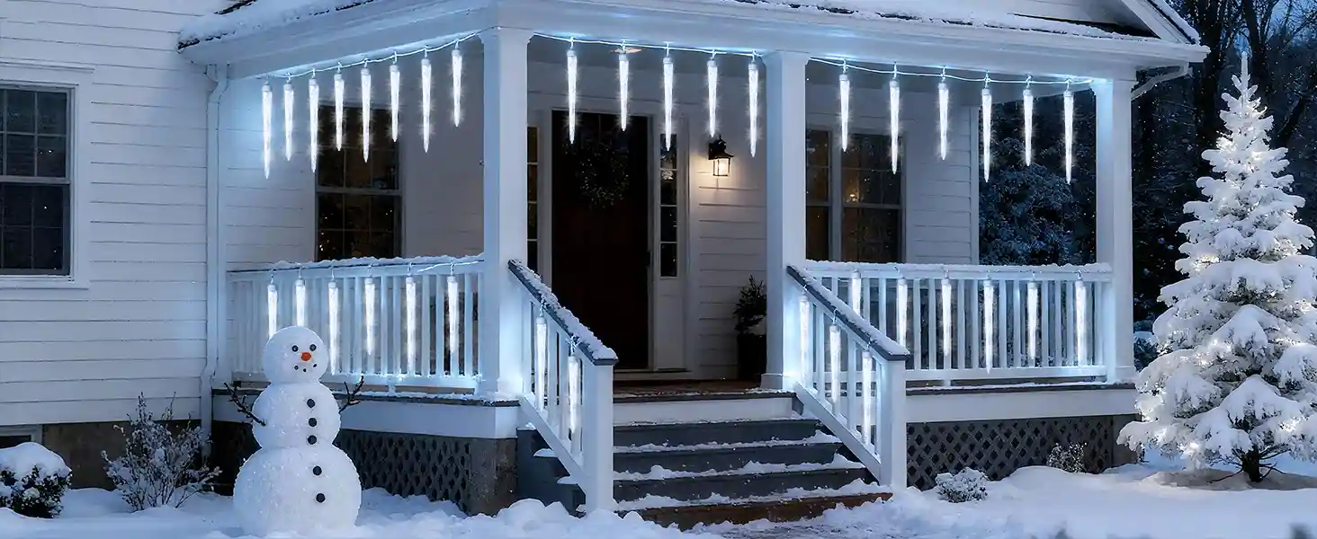 Luces LED navideñas tipo carámbano parpadeantes para uso en exteriores