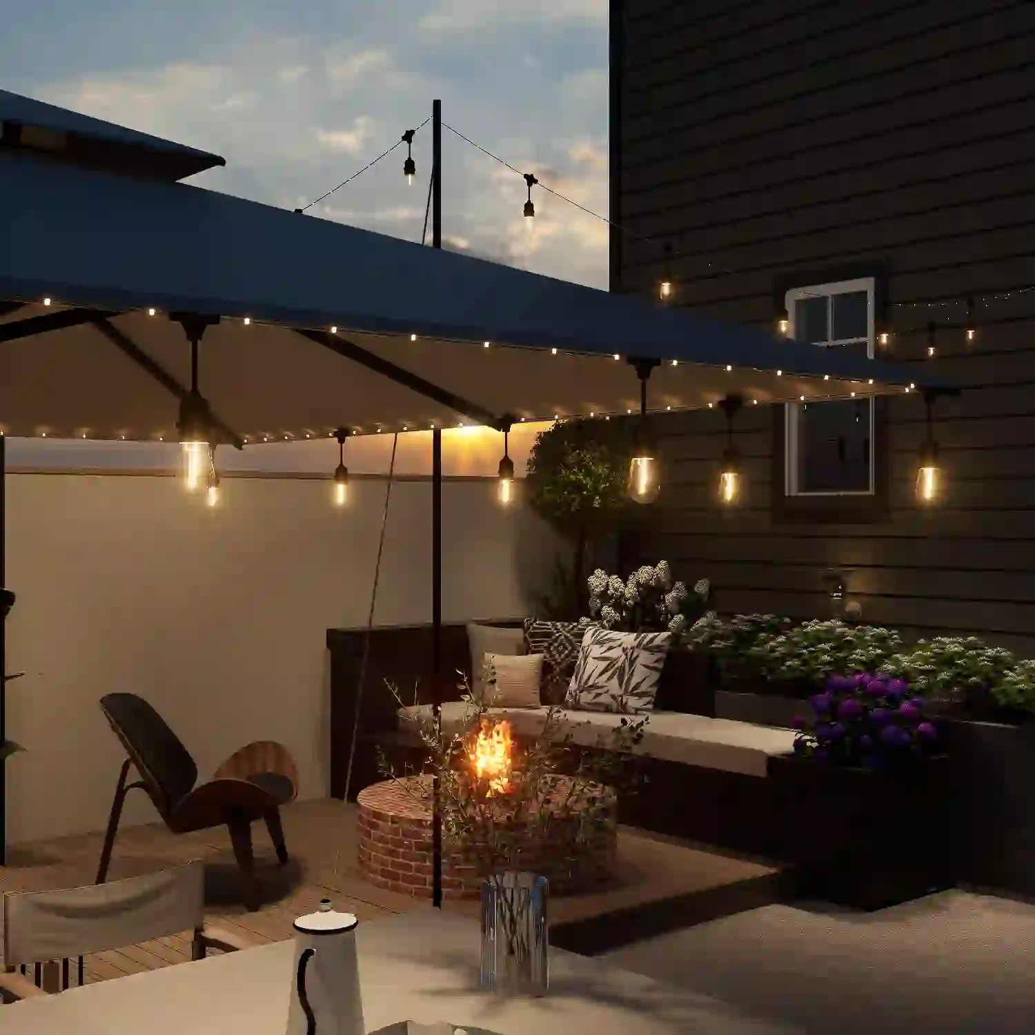S14 LED String Patio Lights with Fairy Rope Party Decor Function