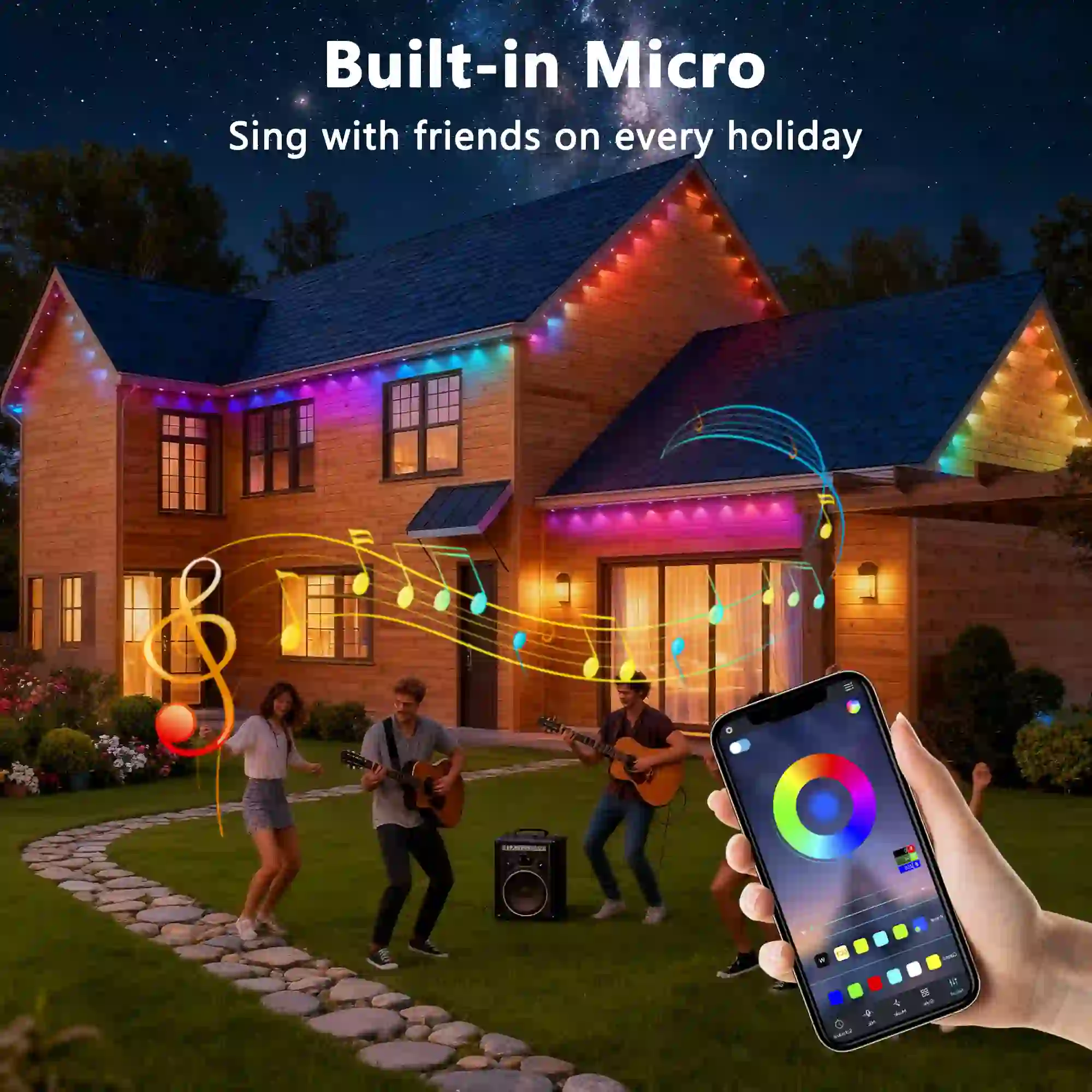 Smart RGB LED Permanent Outdoor String Lights Function